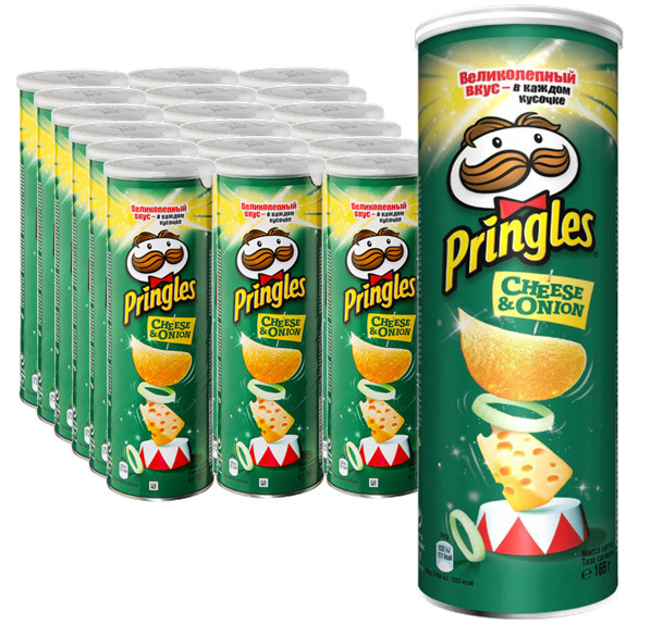 Чипсы Pringles (Принглс) со вкусом сыра и лука, 19 шт по 165 г #1