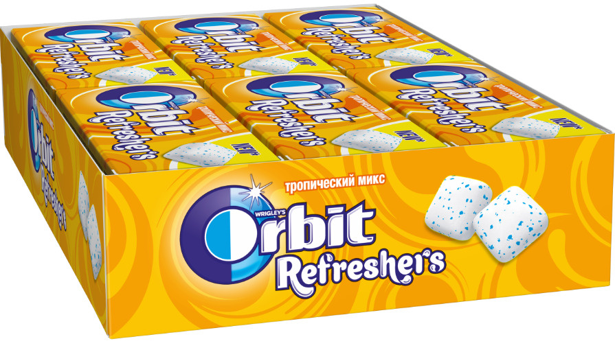 Orbit Refreshers Raspberry Жевательная резинка Orbit Refreshers тропический микс, 16г x 12 шт - 1 ...