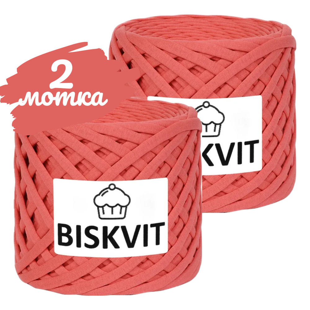 Трикотажная пряжа Biskvit коралл, 100м., лицевая,2шт. (бисквит)  #1