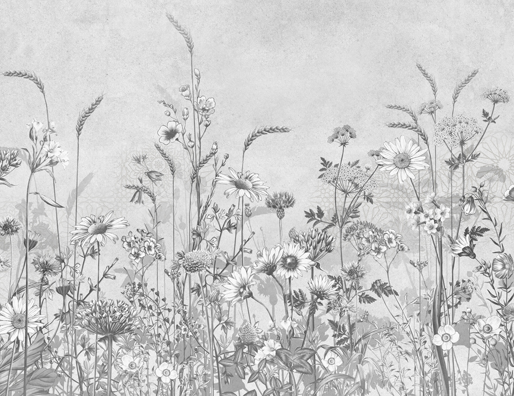 Фотообои флизелиновые на стену 3д GrandPik 4499 "Цветы в траве" (ШхВ), 350х270 см  #1