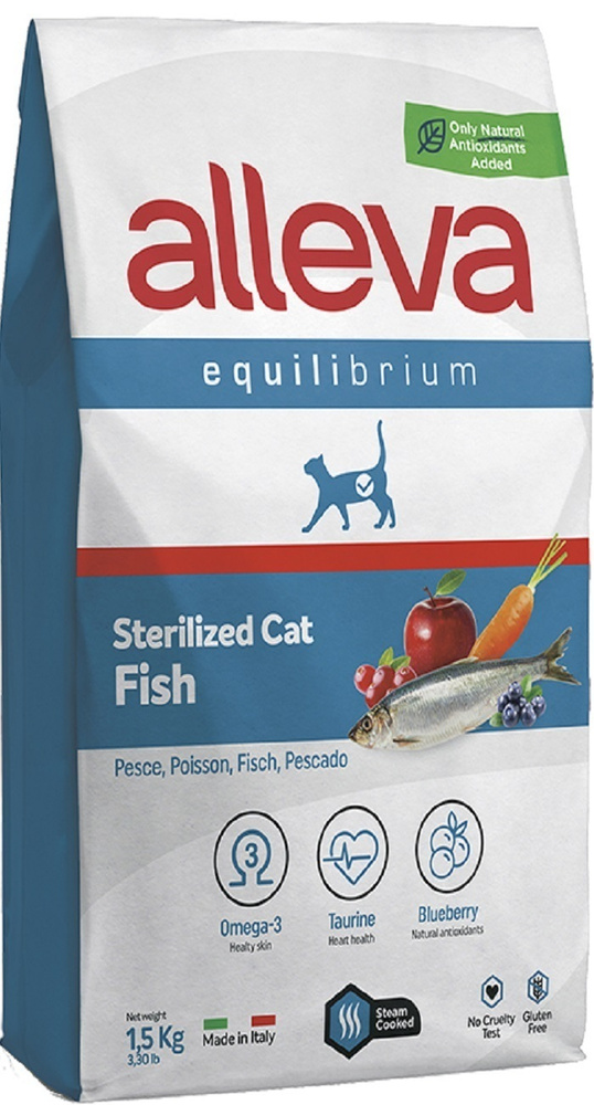 Сухой корм ALLEVA EQUILIBRIUM FISH STERILIZED CAT, для взрослых кастрированных/стерилизованных котов/кошек, #1