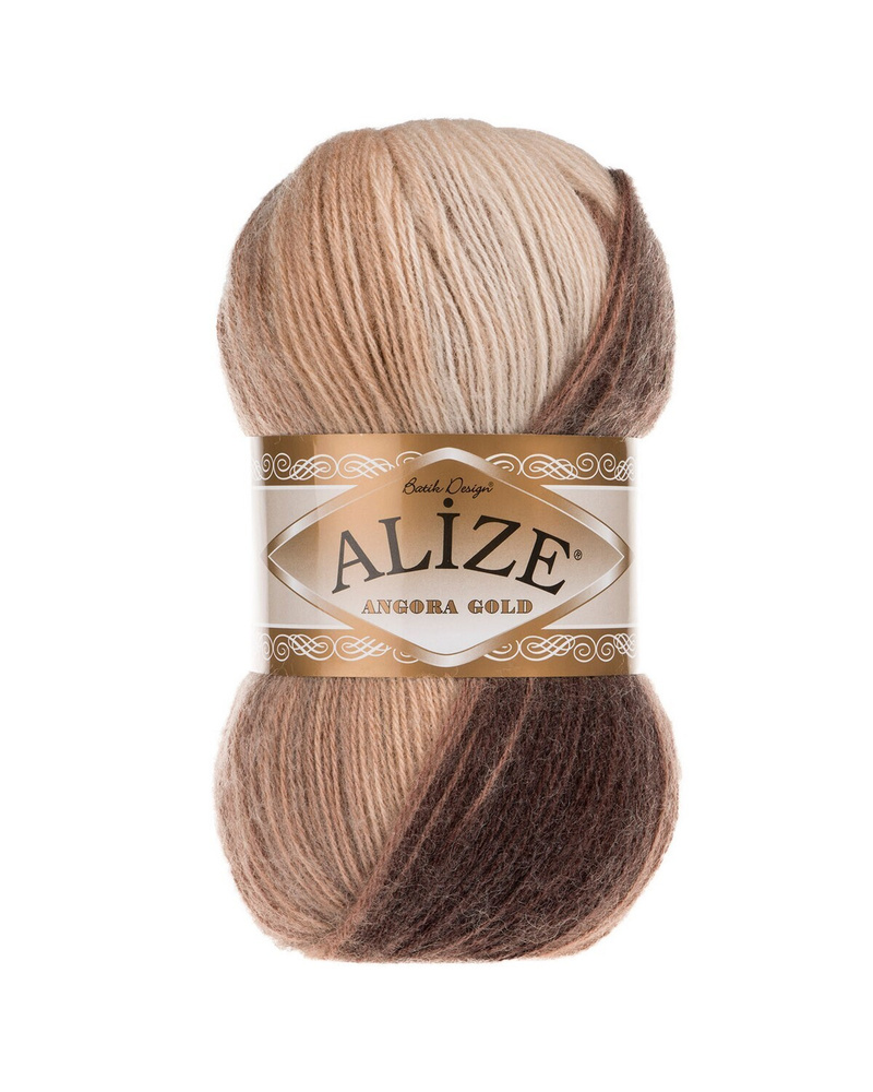 Пряжа Alize Angora gold batik (Ангора Голд Батик) 6779 кремовый-беж-коричневый 20% шерсть, 80% акрил #1