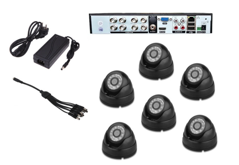 Готовый AHD комплект видеонаблюдения на 6 внутренних камер 2мП Full HD 1080P c ИК подсветкой до 20м  #1