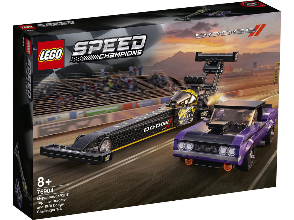 LEGO Speed Champions Mopar Dodge SRT Top Fuel Dragster and 1970 Dodge Challenger T A 627 8 76904