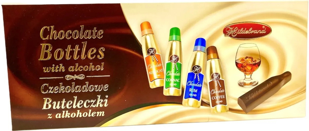Конфеты HILDEBRAND шоколадные бутылочки с алкоголем 72г #1