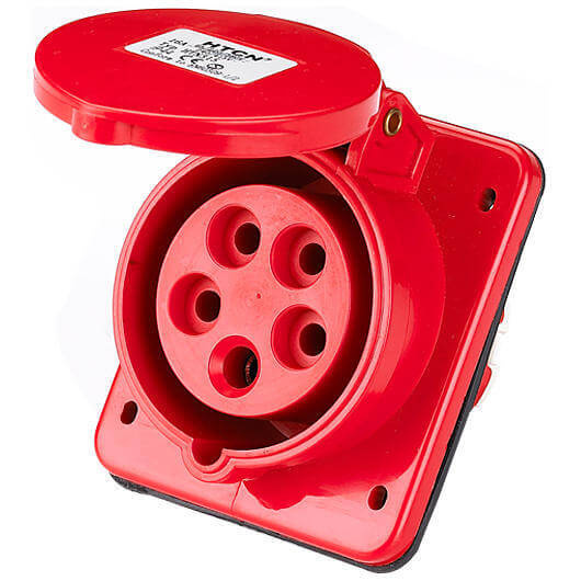 Розетка фланцевая встраиваемая 380 В, 32 А, 3P+N+E, IP44 - купить по ...