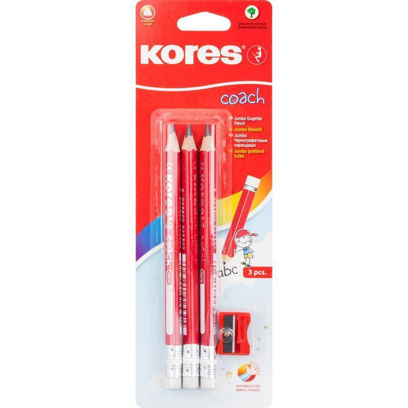 Набор чернографитных (простых) карандашей Kores Jumbo (НВ, трехгранные ...