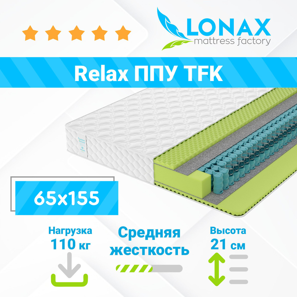 Lonax Матрас, Независимые пружины, 65х155 см #1