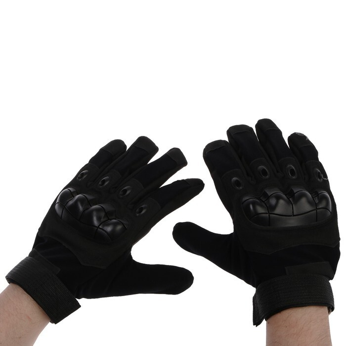 Перчатки мотоциклетные с защитными вставками, размер ХL, черный  #1