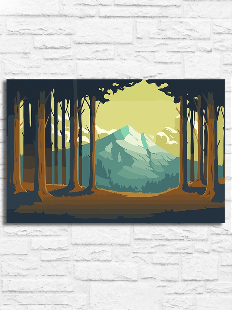 Картина по номерам на холсте лесной пейзаж (для начинающих, для детей ...