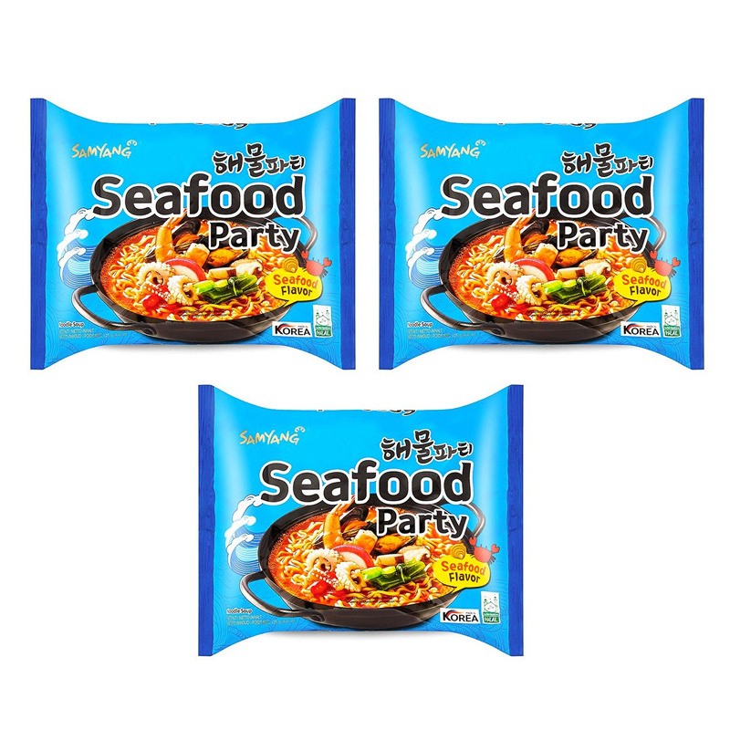 Лапша быстрого приготовления со вкусом морепродуктов Seafood party (3 шт. по 125 г), Южная Корея  #1