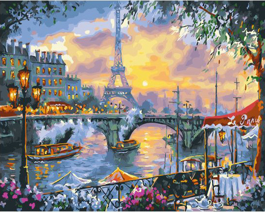 Картина по номерам ВанГогВоМне 40х50 на подрамнике Вечерний Париж.  #1