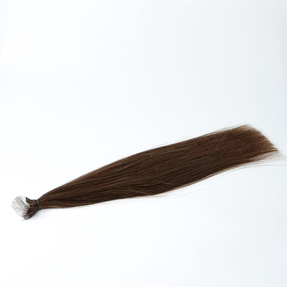 Европейские волосы для ленточного наращивания тон 2 темно-коричневый 60 см  #1