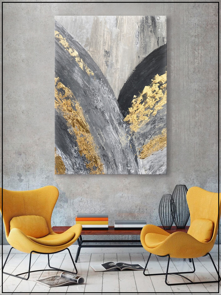 Картина на стену для интерьера Абстрактная живопись золото на натуральном  холсте 30*40 см - купить по низкой цене в интернет-магазине OZON (593323461)