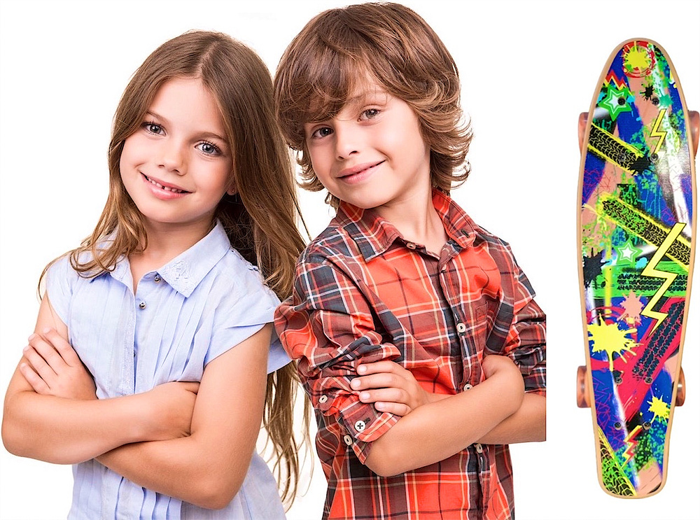 Скейтборд ЮГ ТОЙЗ Пенниборд/детский/пластиковый/яркий/развивающий ...