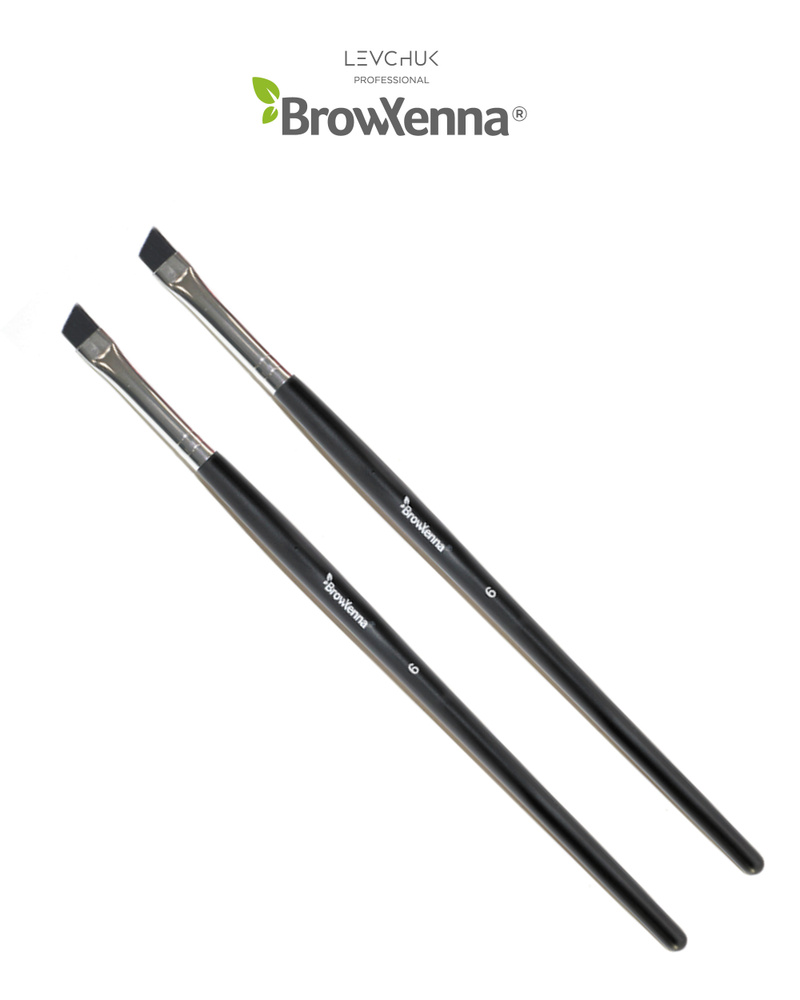 BrowXenna (Brow Henna) Кисти для макияжа набор для бровей и ресниц №6 -2 шт скошенные  #1