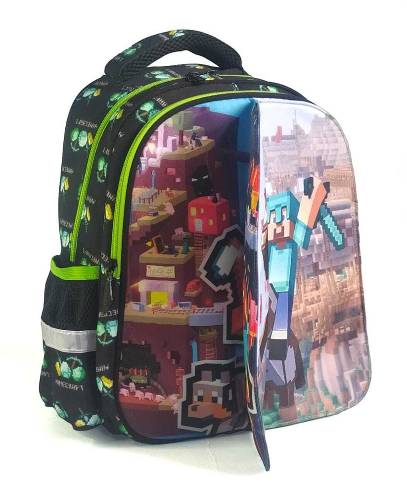 Рюкзак школьный для мальчика Minecraft Майнкрафт со сменными картинками ...