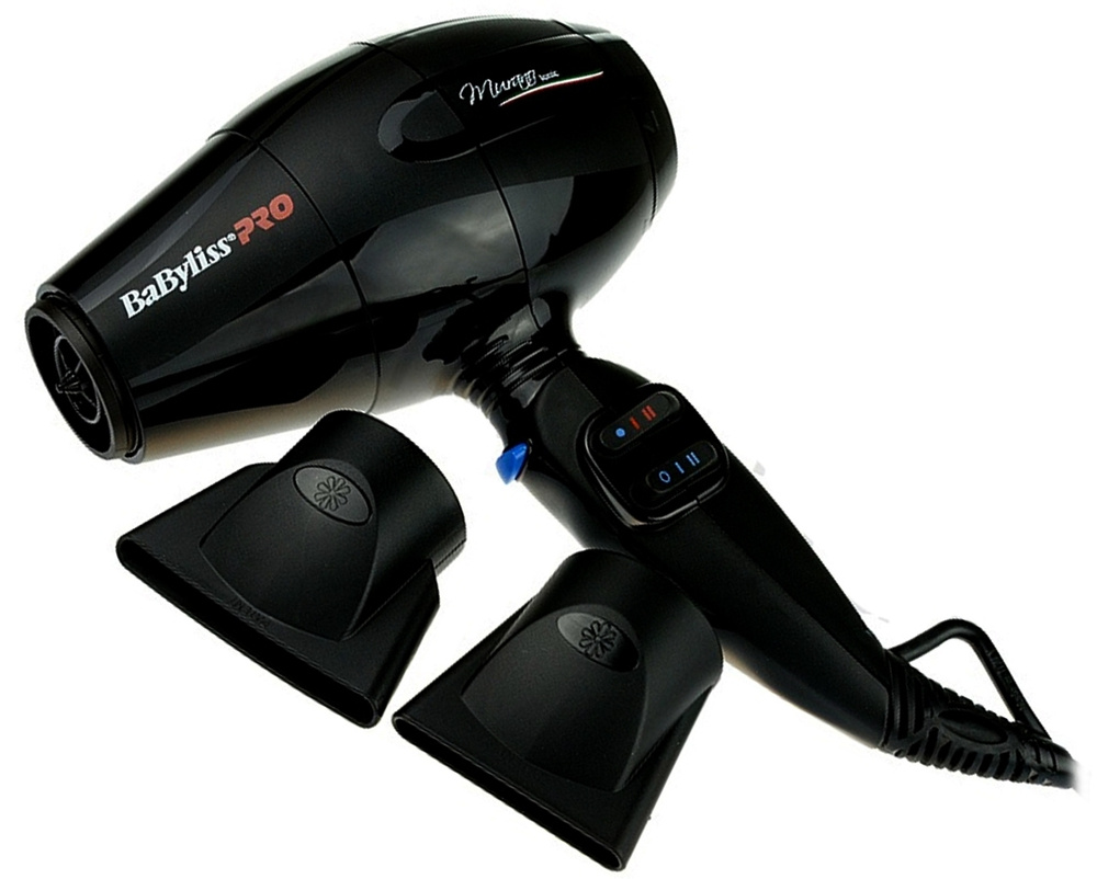 BaByliss PRO Фен для волос Murano Ionic Compact 2000 W 2000 Вт, скоростей 6, черный  #1