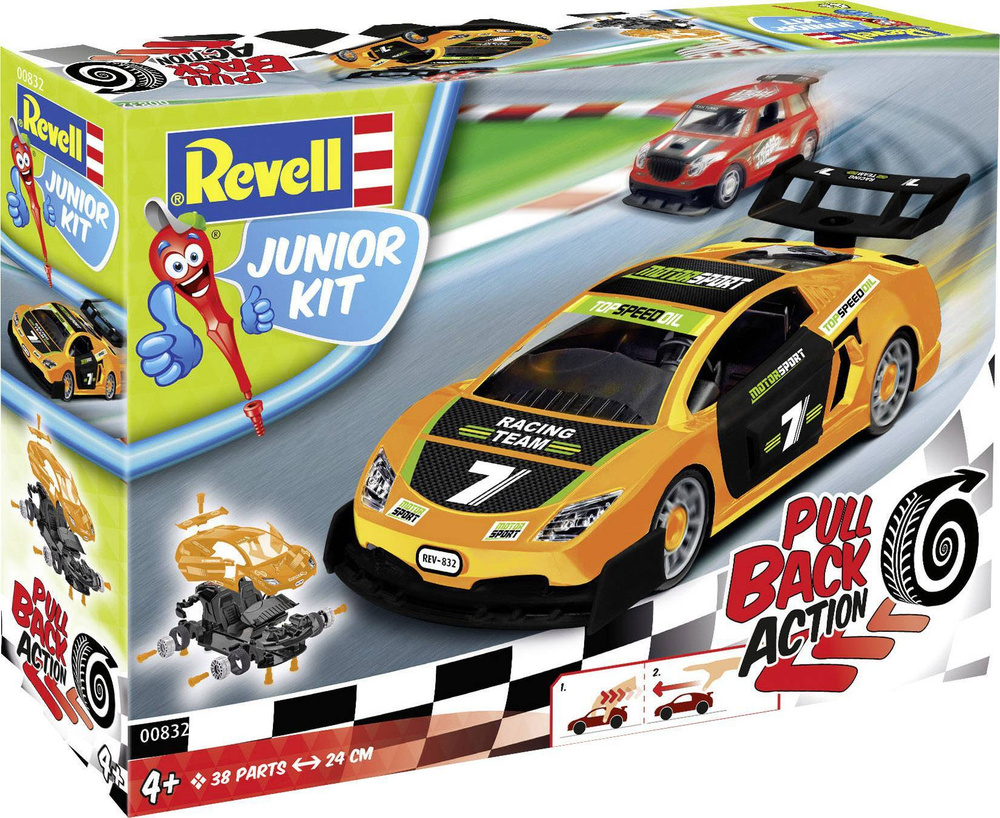 Сборная модель Revell 00832RE Гоночный автомобиль JUNIOR KIT Pull Back  Racing Car, оранжевый