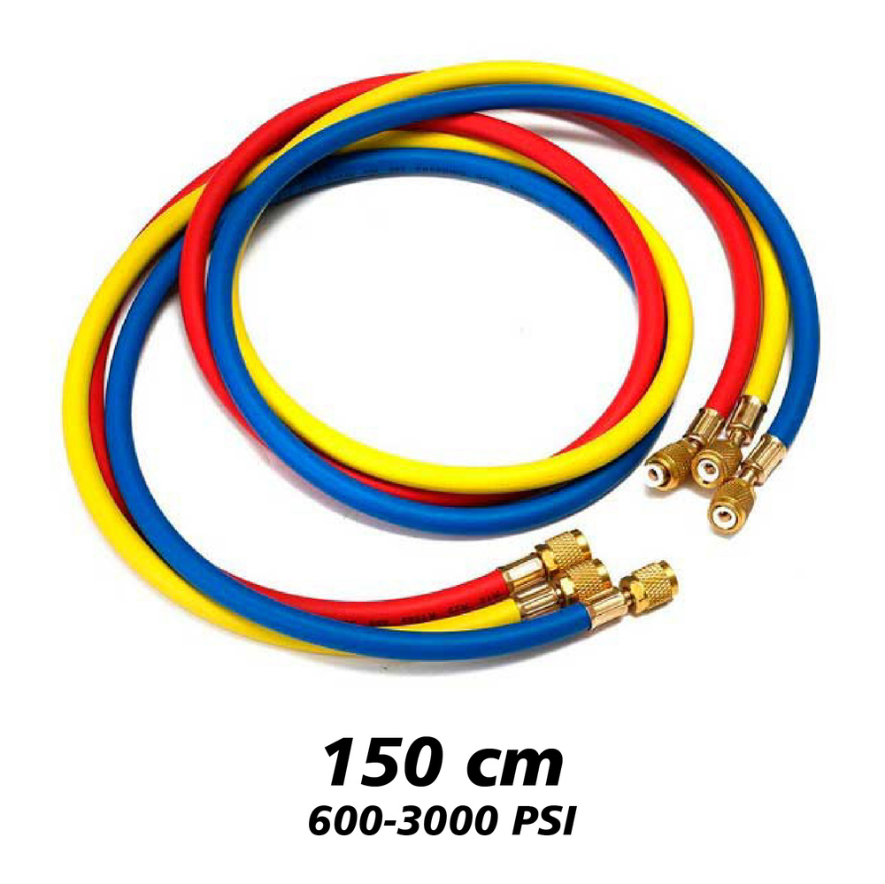 Комплект заправочных шлангов для фреона 3шт (150см) совместимость R12 ...