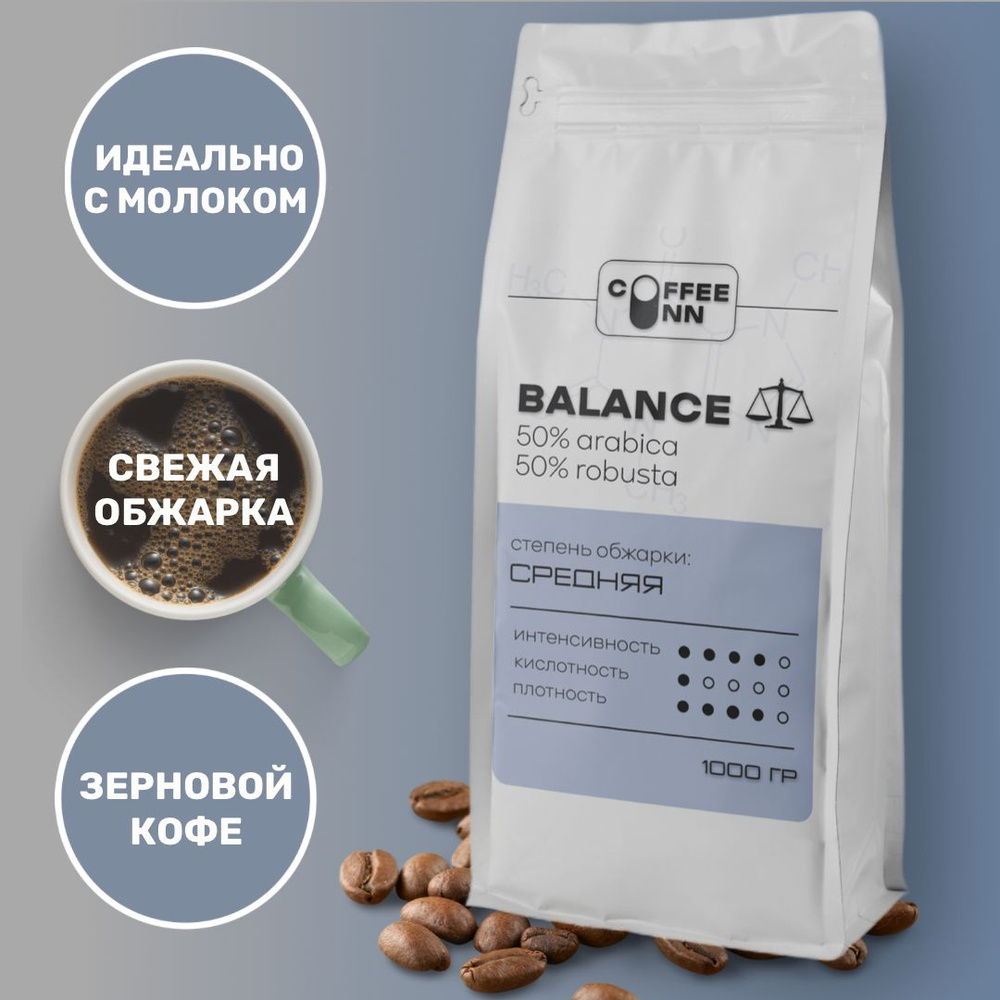 Кофе в зернах 1 кг БАЛАНС 50% арабика 50% робуста свежая обжарка COFFEE INN/бразилия  #1