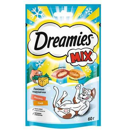 Dreamies Mix Лакомство для кошек Подушечки, Лосось Сыр #1