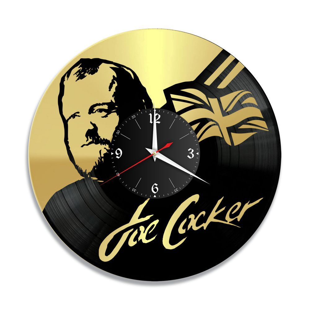 RedLaser Настенные часы "Джо Кокер (Joe Cocker) золото, из винила, №1", 30 см #1
