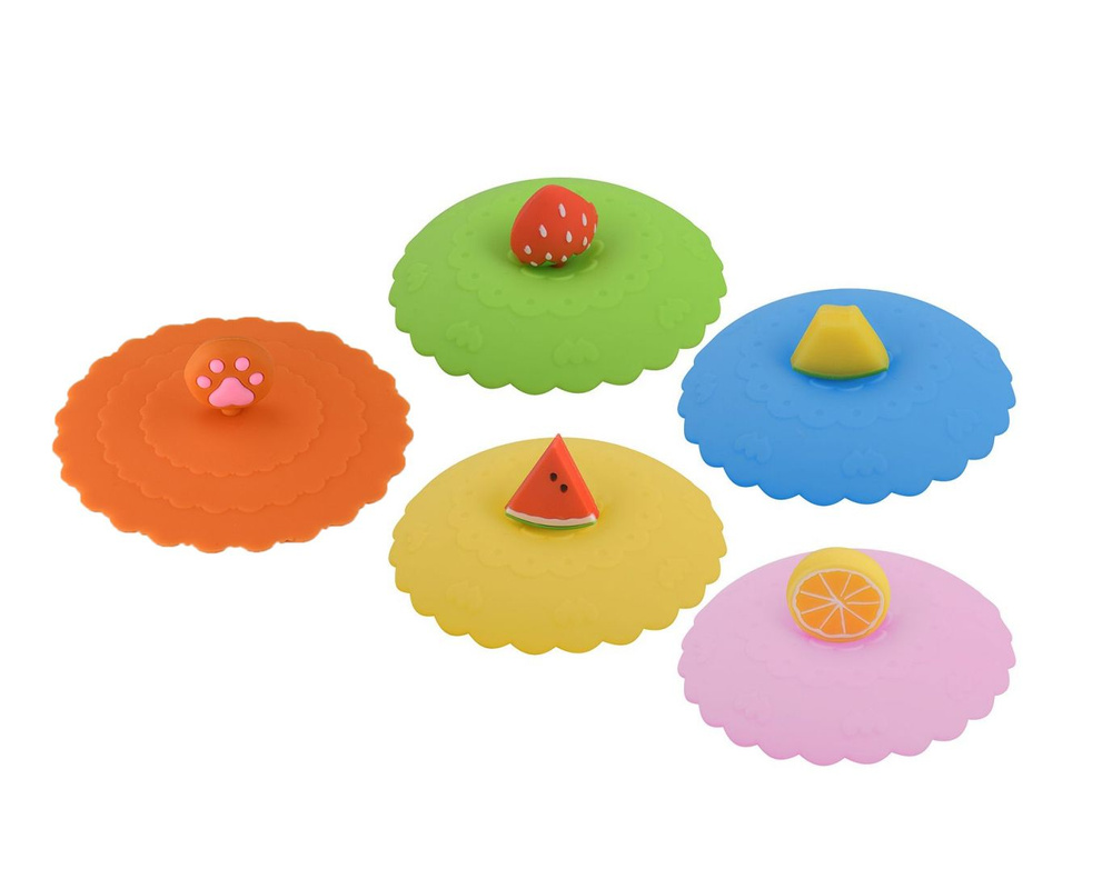 Набор силиконовых крышек для чашек, стаканов и банок, 5 шт., диаметр 10 ...