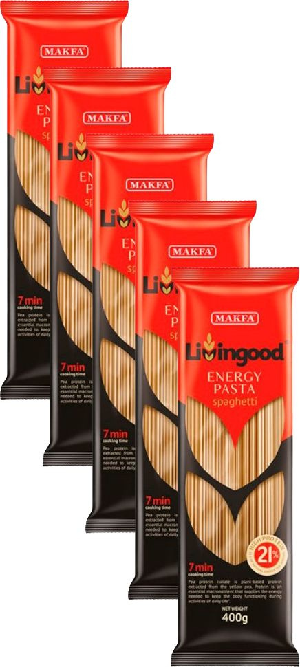 Макаронные изделия Livingood Energy Pasta Spaghetti, комплект: 5 упаковок по 400 г  #1