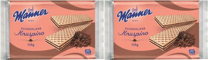 Вафли Manner Кнуспино с шоколадным кремом, комплект: 2 упаковки по 110 г  #1