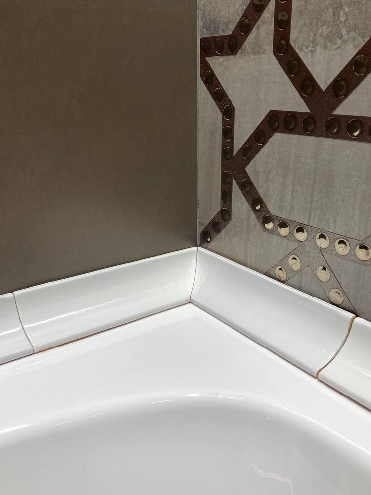 Комплект 6 Плинтус керамический для ванны, столешницы и пола, соединение - срез под углом 45 градусов, #1