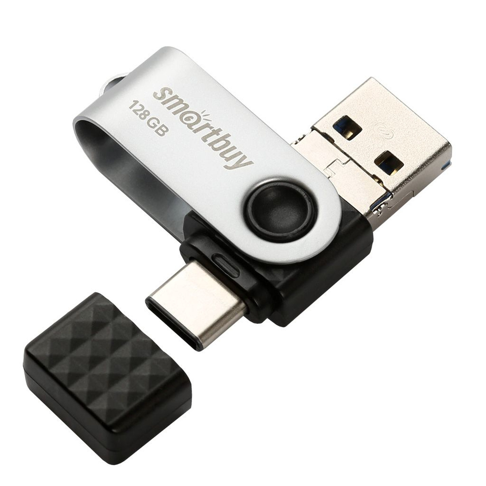 USB флеш накопитель 128 Gb SmartBuy TRIO 3-in-1 OTG (USB Type-A + USB  Type-C + micro USB) USB 3.0 (SB128GBTRIO)