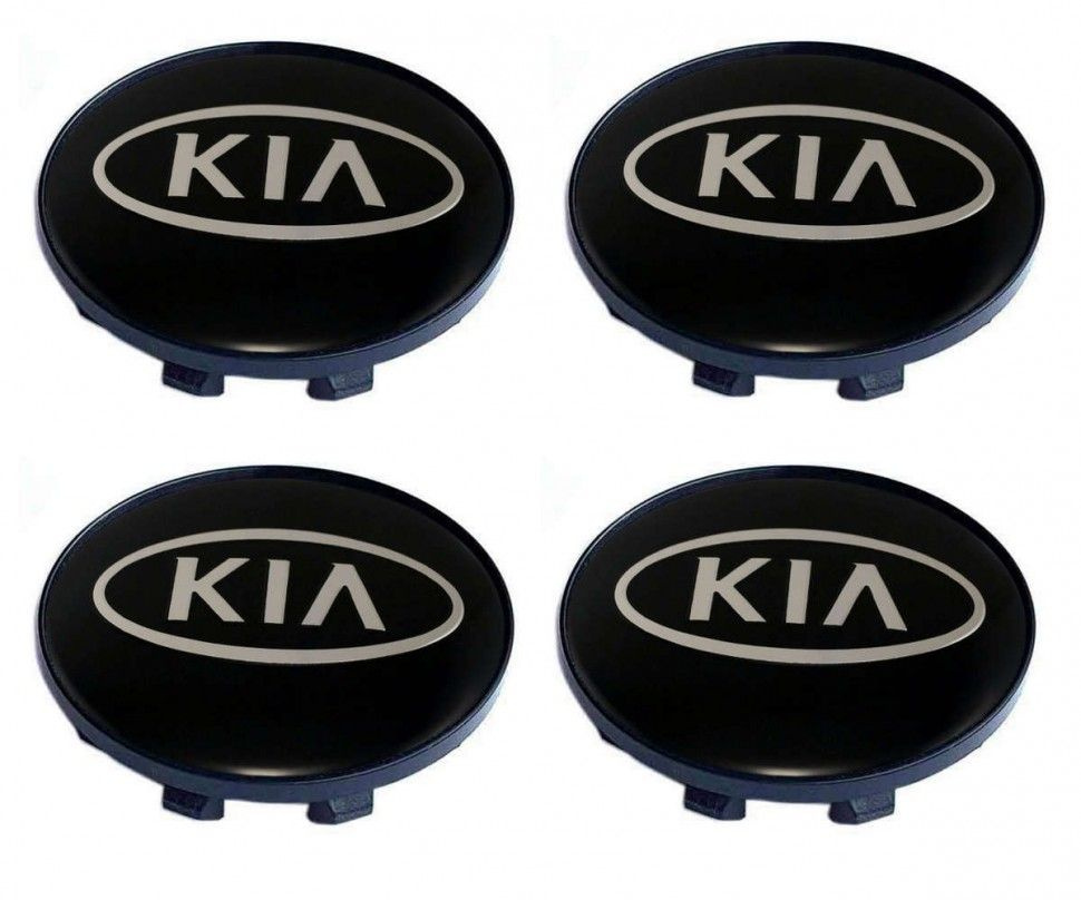 Колпачки на литые диски KIA 59/55/14 мм - 4 шт / Заглушки ступицы Киа стальной/черный  #1