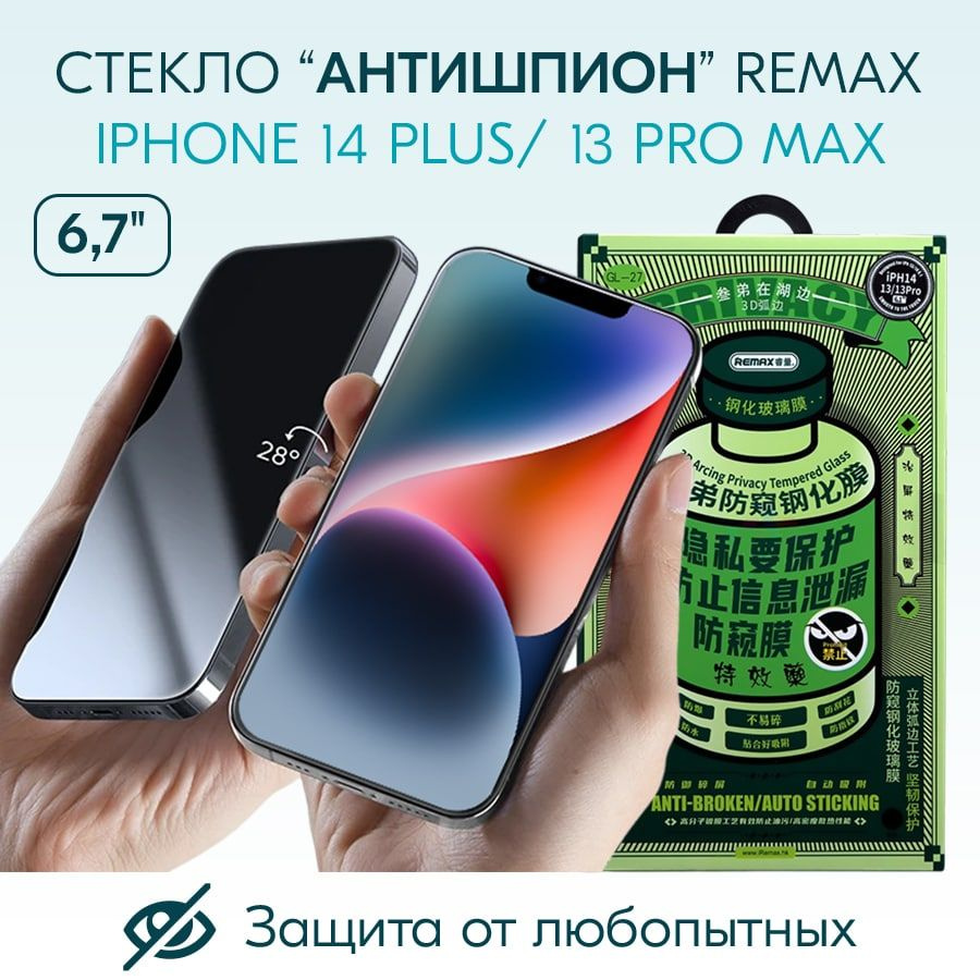 СТЕКЛО Антишпион для iPhone 14 Plus/ 13 Pro Max (6.7