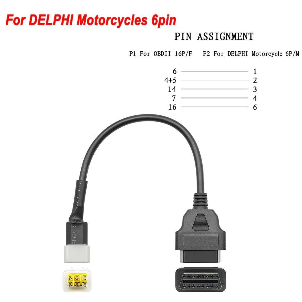 Переходник для автосканера Мото_Delphi 6pin - купить по выгодной цене в  интернет-магазине OZON (757968609)