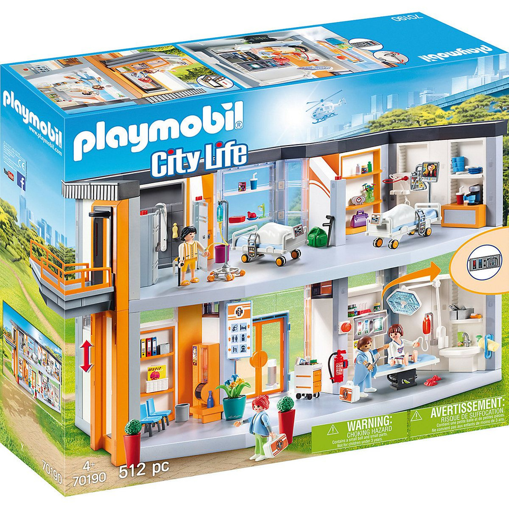 Playmobi70190 Большая Больница С Мебелью