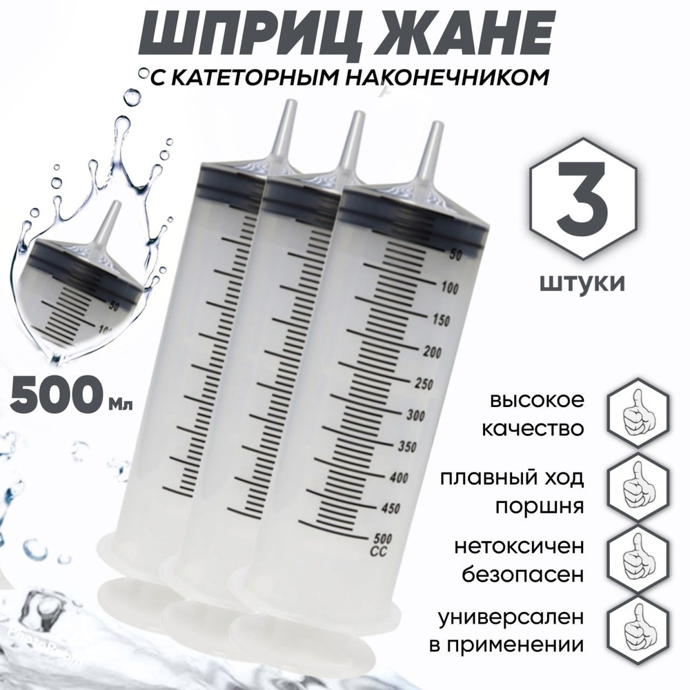 Шприц Жане 500 мл, 3 шт - купить с доставкой по выгодным ценам в ...