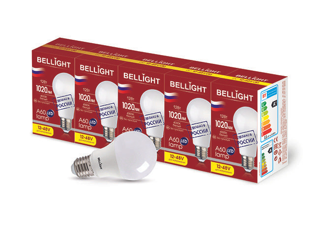 Лампа Bellight DC А60 12W 4000K 12-48В светодиодная низковольтная,5шт ...