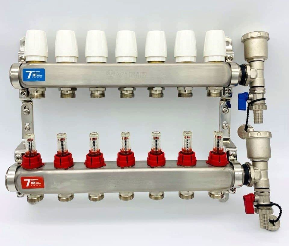 Коллекторная группа с расходомерами без кранов 1"x3/4" нерж. 7 выходов ViEiR арт. VR113-07A  #1