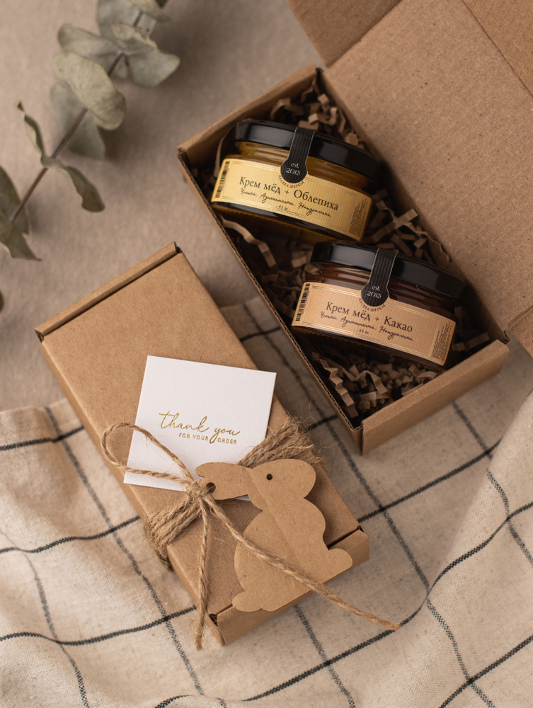 Набор орехов в меду в подарочной упаковке Крафт "мини" #1