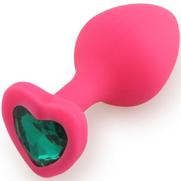 Play Secrets Silicone Butt Plug Heart Shape Medium, розовый/темно-зеленый. Средняя анальная пробка с #1