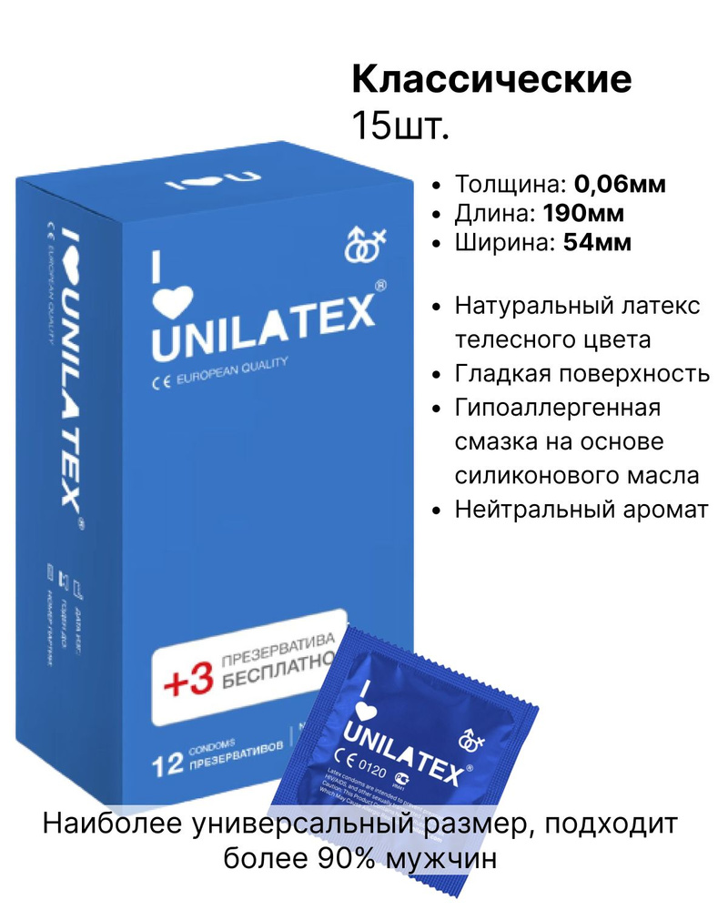 Презервативы классические Unilatex Natural Plain 0,06 мм - 15шт,  натуральные контрацептивы юнилатекс, тонкие, с нейтральным ароматом -  купить с доставкой по выгодным ценам в интернет-магазине OZON (446428583)