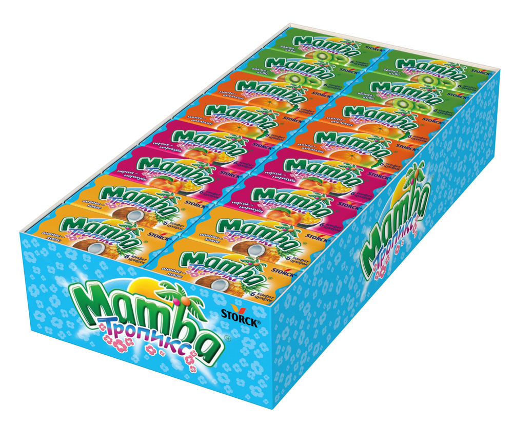Жевательные конфеты Mamba Тропикс, со вкусом тропических фруктов, 26,5 г х 48 шт  #1