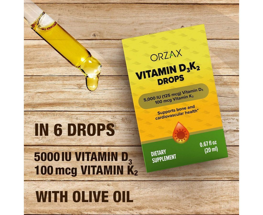 Витамин Д3 К2 / Vitamin D3 + K2 5000iu 20ml Orzax #1