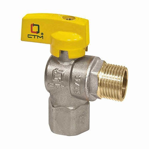 Кран 3/4" для газа и воды шаровый угловой гайка-штуцер резьба ручка ...