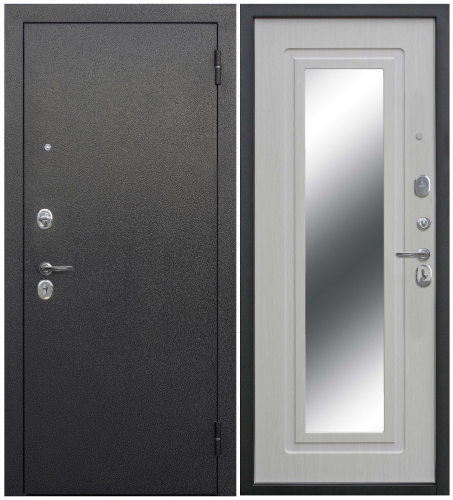 Входная дверь Ferroni Царское Зеркало Серебро Белый Ясень (860мм) левая  #1