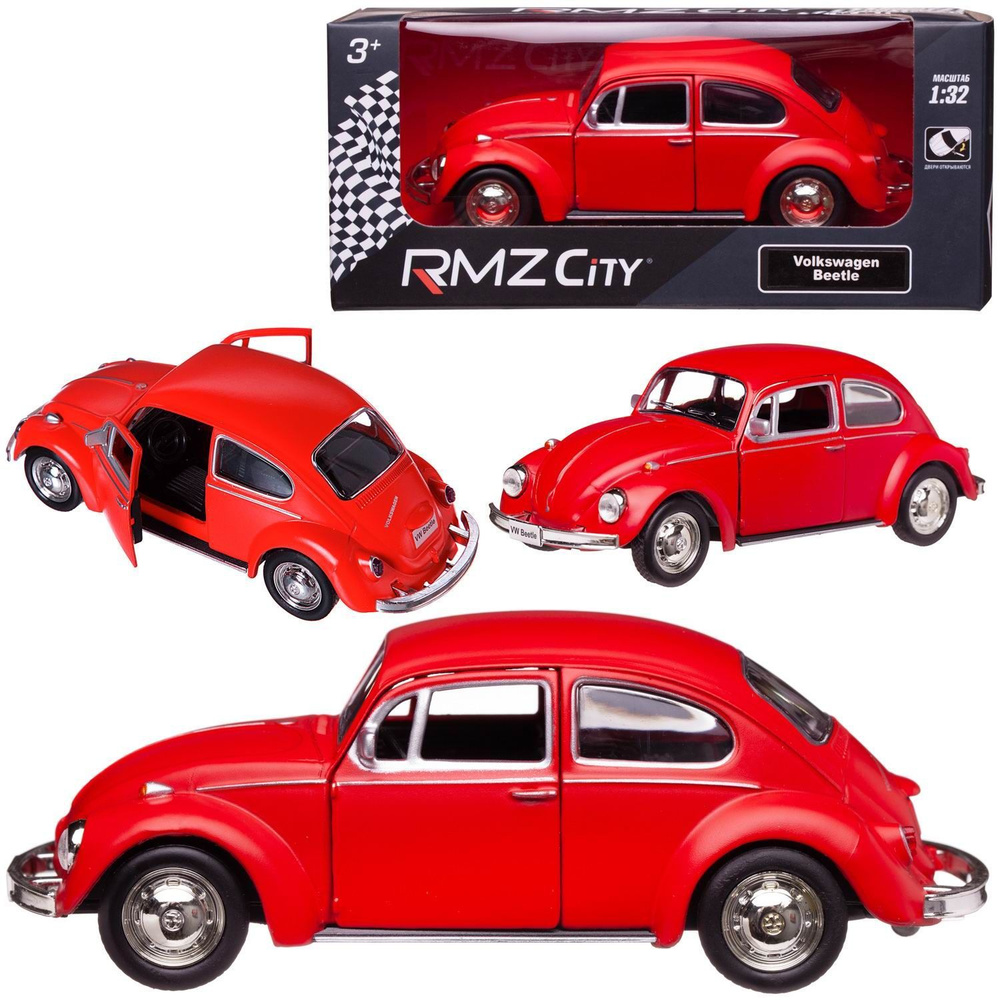 Машина металлическая RMZ City 1:32 Volkswagen Beetle 1967, красный матовый  цвет, двери открываются - купить с доставкой по выгодным ценам в  интернет-магазине OZON (859875118)