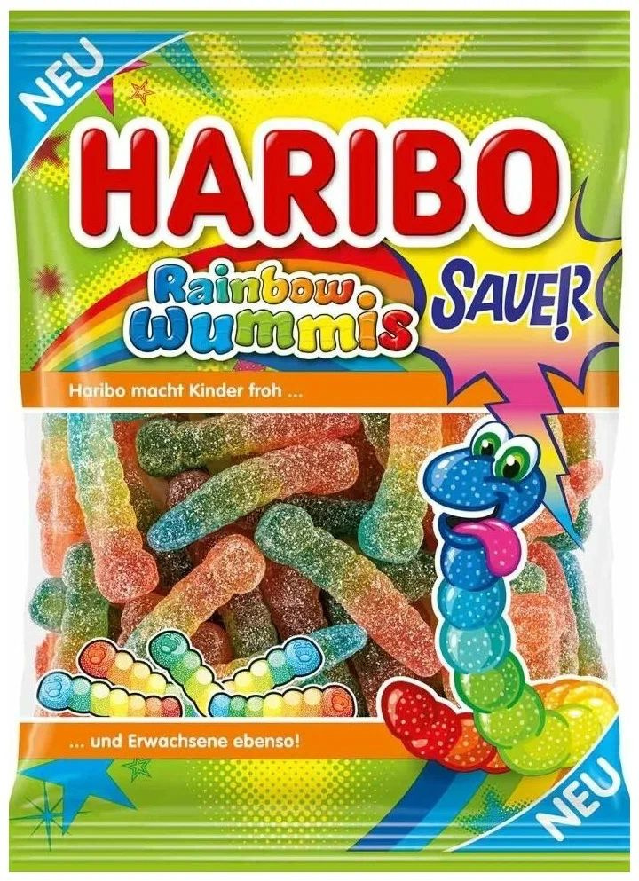 Мармелад HARIBO Rainbow Wummis Sauer Радужные червячки кислые 160 г #1