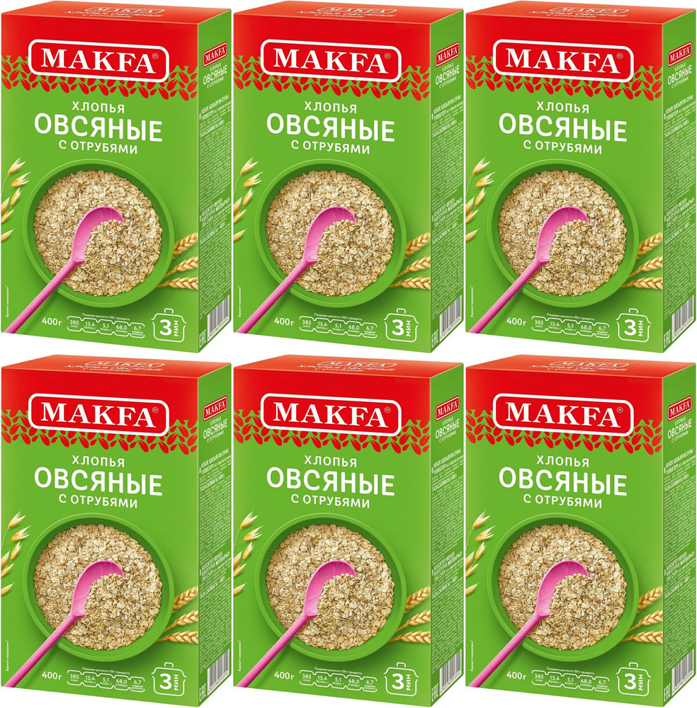 Хлопья Makfa зерновые с отрубями, комплект: 6 упаковок по 400 г  #1