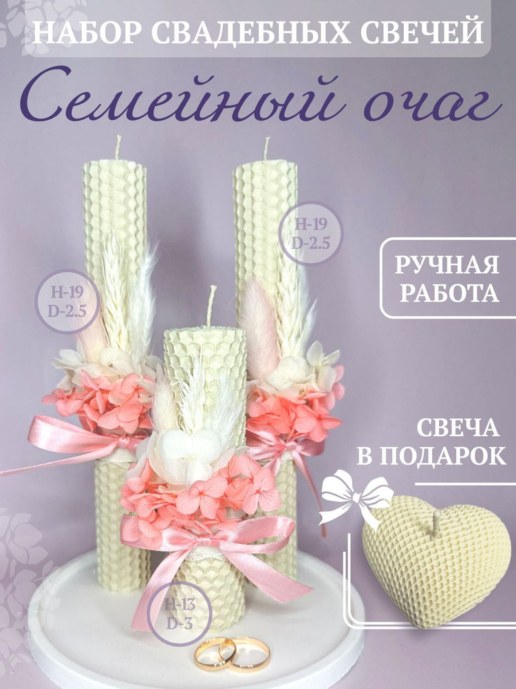 Свечи на свадьбу, 19 см х 2.5 см, 3 шт #1